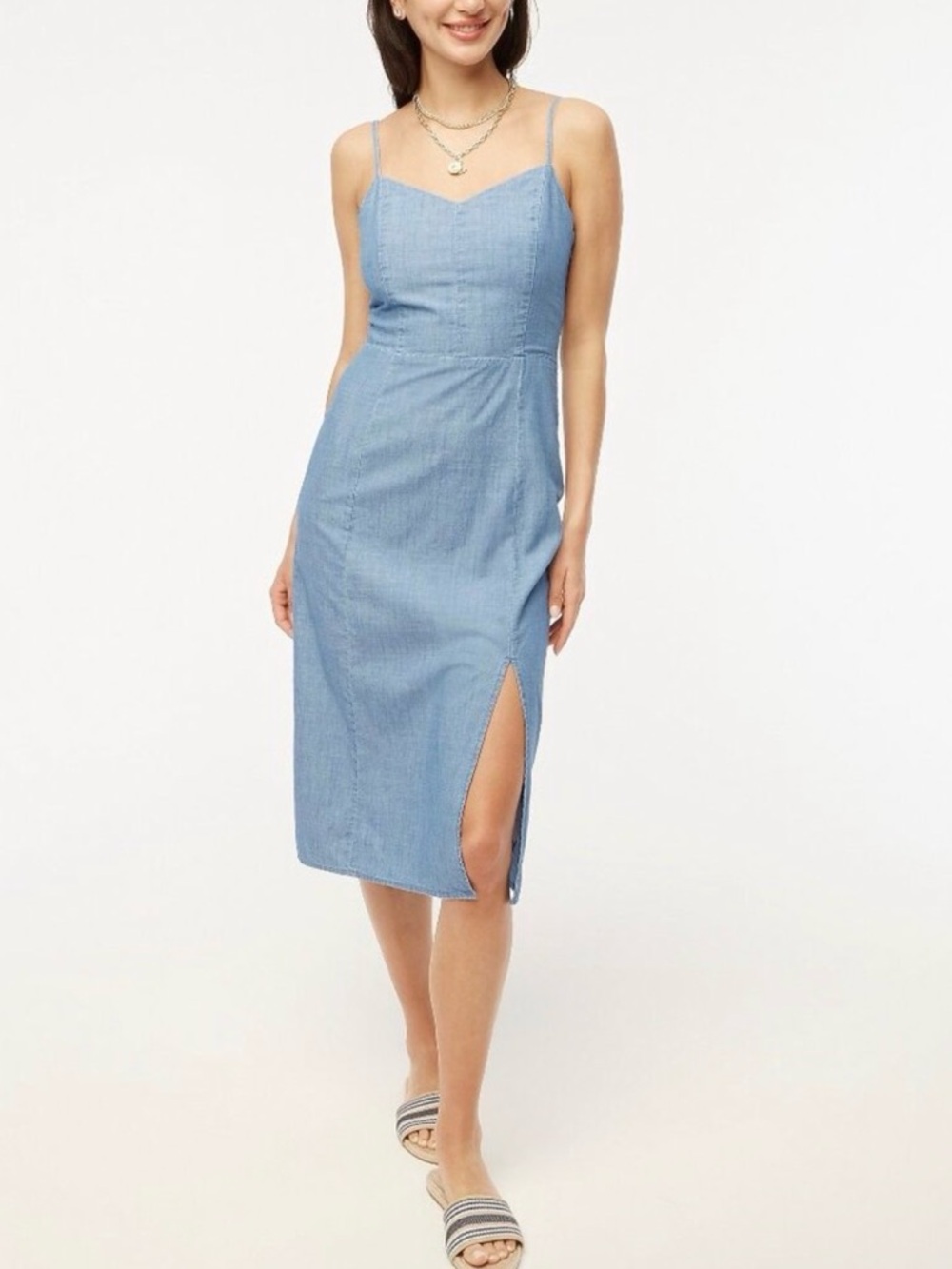 NWT J. Crew Chambray Slip Midi Dress Size 18